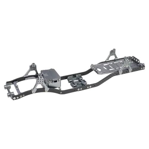 RC Car Frame Parts For SCX10 1/10 Carbon Fiber Rails Metal Brace Skid Plate Adjustable Shock Mount Tray Chassis Set Rc Car Accessories Upgrades Repair(Gray) - color: Gray