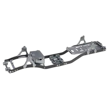 RC Car Frame Parts For SCX10 1/10 Carbon Fiber Rails Metal Brace Skid Plate Adjustable Shock Mount Tray Chassis Set Rc Car Accessories Upgrades Repair(Gray) - color: Gray