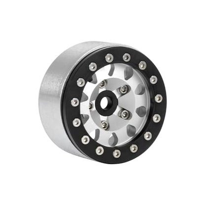 4PCS 1.55 Inch Aluminum Alloy Metal Beadlock Wheel Rim Hubs Replacement Accessory for AX90069 D90 TF2 CC01 Tamiya 1/10 RC Crawler Car Upgrade Parts(10Holes-Black Silver) - color: 10holes-black Silver