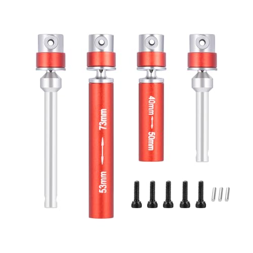 Steel RC Center Drive Shaft 40+53mm Driveshaft for 1/24th AXIAL SCX24 AXI00001 C10 AXI00002 JLU AXI00006 Bronco RC Crawler Car Upgrade Parts (Red) - color: Red