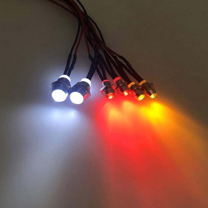 2 Pack RC Car 6 LED Light Kit, White Headlight Red Taillight Yellow Turn Signal Light for 1/10 1/8 RC Models TRX4 D90 SCX10 RC Car Truck Lighting (Red, White & Yellow) - color: 6 LED Red White Yellow
