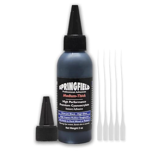 Black Rubber Toughened CA Glue - 2oz Premium Cyanoacrylate Super Glue - Medium-Thick 500 CPS Viscosity Adhesive - RC Tire Glue, Speaker Repair, Knot Filler, Woodworking, Hobby by Springfield Speaker - color: Black Rubberized