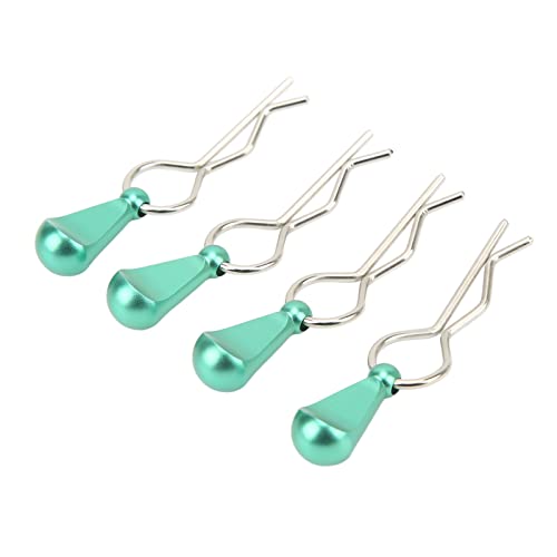 Alomejor 1/10 Body Clips Pull Tabs, RC Car Body Clips Pull Tabs Easy Installation High Strength Metal for 1/8 Remote Control Car (Green)