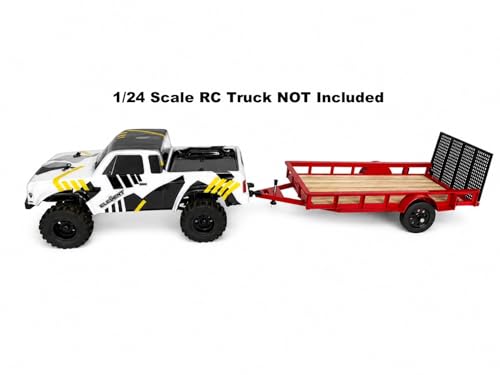 AM Scale 1/24-1/18 Utility Trailer, Compatible with axial SCX24, Traxxas TRX4M, Kyosho mini-z 4x4 (Red) - color: Red