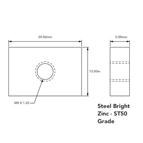 8020, 14131, 15 40 45 Series Steel M8 Slide-in Economy T Nuts Hardware Block Nuts for 1.5", 40mm, and 45mm Series Aluminum Extrusions 80/20 Profiles (25 Pack)