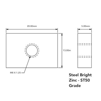 8020, 14131, 15 40 45 Series Steel M8 Slide-in Economy T Nuts Hardware Block Nuts for 1.5", 40mm, and 45mm Series Aluminum Extrusions 80/20 Profiles (25 Pack)