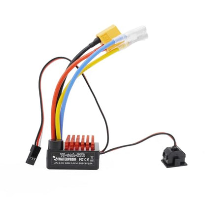 60A Brushed ESC Electronic Speed Controller Waterproof for 1/10 RC Car RC Boat for use with 540/550 Motors (XT60 Plug)