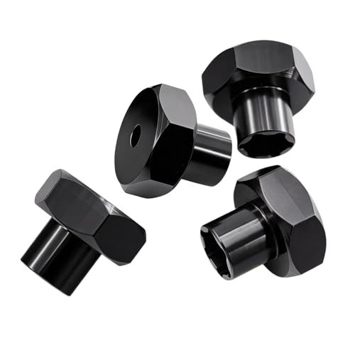 4Pcs 5mm to 12mm RC Wheel Hex Adapter +10mm Offset, Aluminum Wheel Spacer Hex Hub for 1/10 & 1/24 RC Crawler Upgrade (Black)