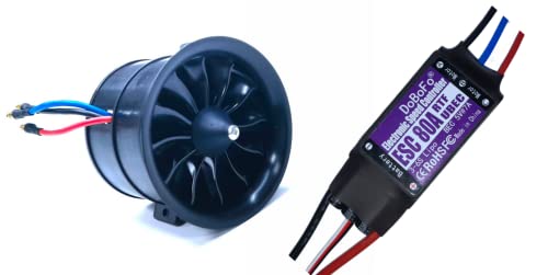 EDF 70mm pro CW 4S 2800KV 16.8V 12 Blades with 80A ESC, Electric Ducted Fan with Electronic Speed Controller, RC Jet Engine Brushless Motor, Remote Control Model Replacement Airplane Parts DIY - color: Edf 70pro Cw, size: 4S 2800KV+80A ESC