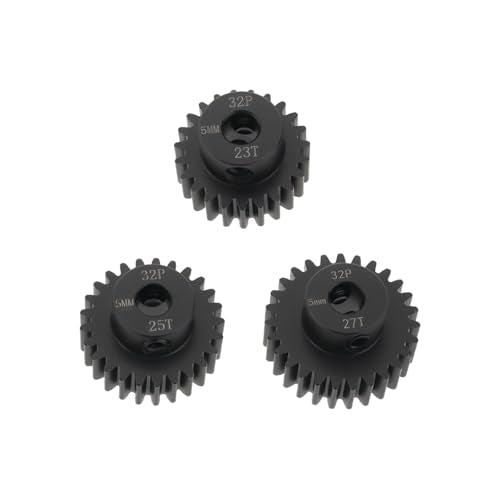 3Pcs RC Pinion Gear 32P 5mm Mod 0.8 Pinion Gear Set 23T 25T 27T 40CRO Chrome Steel Pinion Motor Gear Suitable for 32 Pitch RC Car Truck Spur Gear