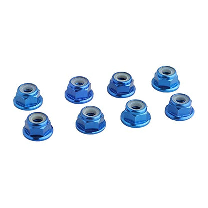 8PCS Flange M4 Lock Nuts Serrated Nylon Self-Tightening Aluminum M4 Wheel Hardware for Axial HPI TLR ECX Model RC Car Vehicles Upgraded Replacement Parts (Dark Blue) - color: Dark Blue