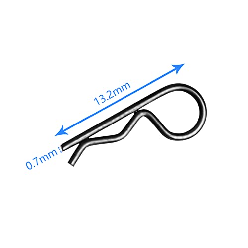 20pcs HobbyPark Micro RC Car Body Clips and Pull Tabs Retainer R Pins for 1/24 1/28 1/36 Scale Mini Cars SCX24 FCX24 Gladiator Bronco C10 JLU Deadbolt B-17 - size: 0.7mm Rod Black Clips