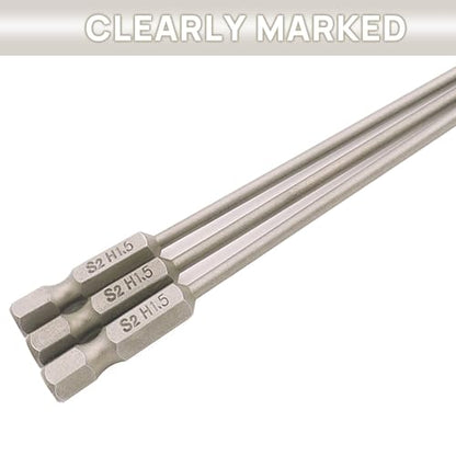 RC Hex Bit 1.5mm for Electric Screwgun/Power Drill(3pcs Hex 1.5mm) | 6 Inch Power Bits,Hex Head Allen Wrench Drill Bit Set,Professional Grade ¼ Inch Hex Shank for Screwdrivers,High Quality Steel - size: 1.5MM * 3PCS