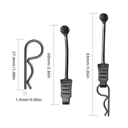 20pcs HobbyPark Universal RC Car Body Clips and Pull Tabs Retainer for 1/10 Traxxas Arrma Axial Losi & All 1/8 Redcat HPI HSP Truck Crawler Buggy Shell R Pins Black - size: 1.4mm Rod Black Clips