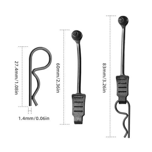 20pcs HobbyPark Universal RC Car Body Clips and Pull Tabs Retainer for 1/10 Traxxas Arrma Axial Losi & All 1/8 Redcat HPI HSP Truck Crawler Buggy Shell R Pins Black - size: 1.4mm Rod Black Clips