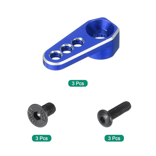 MECCANIXITY 3pcs Aluminum Alloy 1/18 25T Steering Servo Arm Horn Dark Blue for DIY RC Car/Boat/Airplane Boat Accessories - color: Dark Blue