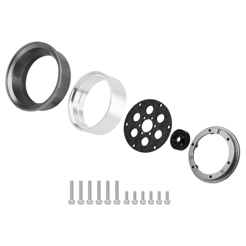 ModuWheel 1.3" Negative Offset Aluminum + Carbon Fiber Beadlock Wheels Rim for 1/24 1/18 AX24 SCX24 TRX4m Ascent18 RC Crawler,Round Pattern (Gray) - color: Gray