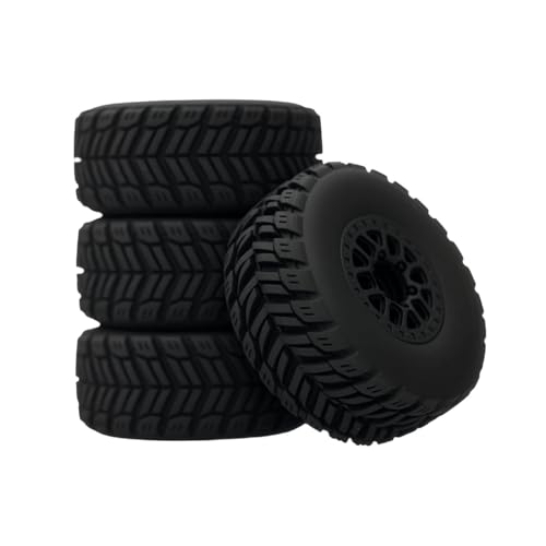 Pre Glued Wheel and Tire Plastic Rim Rubber for Arrma 1/16 Mojave Grom RC Car Upgrades Part Black - color: Black