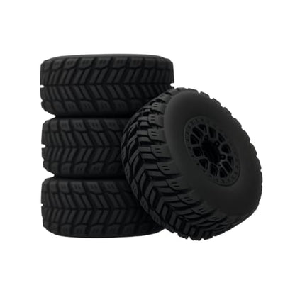 Pre Glued Wheel and Tire Plastic Rim Rubber for Arrma 1/16 Mojave Grom RC Car Upgrades Part Black - color: Black