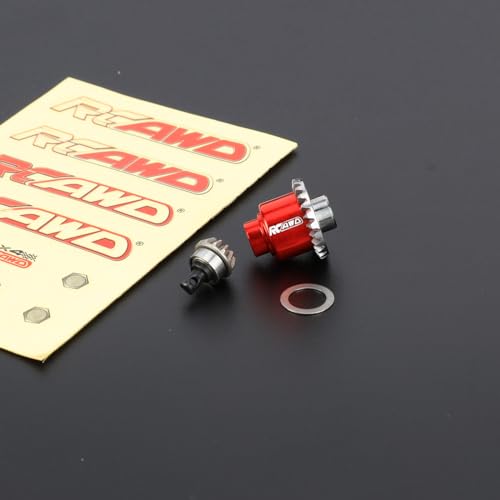 RCAWD Full-Metal Differential Assembly with Drive Gear for 1/18 1/24 Scx24 FMS Fcx18 Fcx24 Rc Crawler Car Upgrade Parts red - color: Red