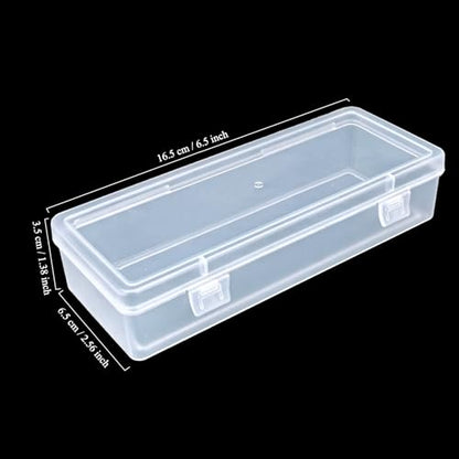 Goodma 8 Pieces Rectangular Empty Mini Clear Plastic Organizer Box | 6.5 x 2.56 x 1.38 Inch, Hinged Lids, For Small Items, Craft Projects - size: 165 x 65 x 35 mm