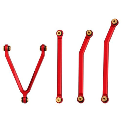 Aluminum High Clearance Suspension Links for Axial SCX24 AXI00001 C10 AXI00002 Jeep 1/24 RC Crawler Car Upgrades (Red) - color: Red