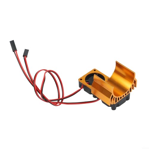 Aluminum RC Motor Heat Sink with Dual 30mm Cooling Fans 1: 10 Cars Compatible Having 540 550 Brushed 3650 3660 Brushless Motors Red(Gold) - color: Gold