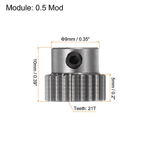 HARFINGTON Pinion Gear 5mm Bore 21T Mod 0.5 Stainless Steel Spur Diff Differential Motor Gear RC Car Replacement Parts - style: 21T