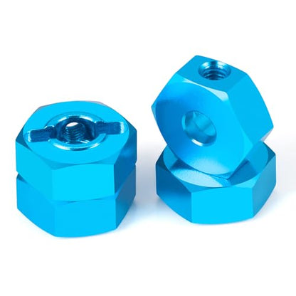 1Set/4PCS Aluminum Wheel Hex RC Hub Drive Adapters for Tamiya TT02 TT02s 1/10th RC Drift Car Upgrades Parts (Blue) - color: Blue