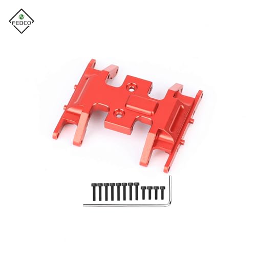 SCX24 Skid Plate Transmission Mount Chassis Heavy Counterweight Gearbox Mount for Axial SCX24 Upgrade Parts 1/24 RC Crawler - color: Red