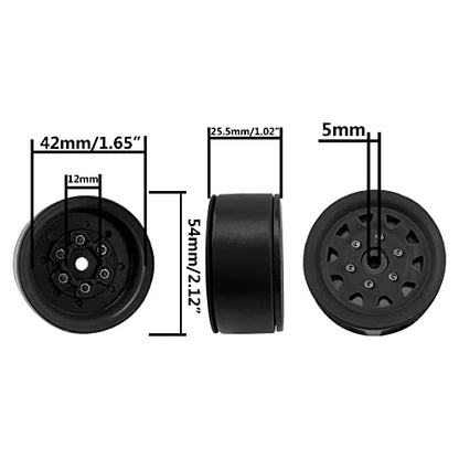 4Pcs ShareGoo Metal Wheel Hub Rims 1.9 Inch Beadlock Wheel Rim 25.5mm Thickness Compatible with Axial SCX10 90046 Wraith Traxxas TRX4 D90 Tamiya CC01 1/10 RC Crawler Car (Black) - color: Black