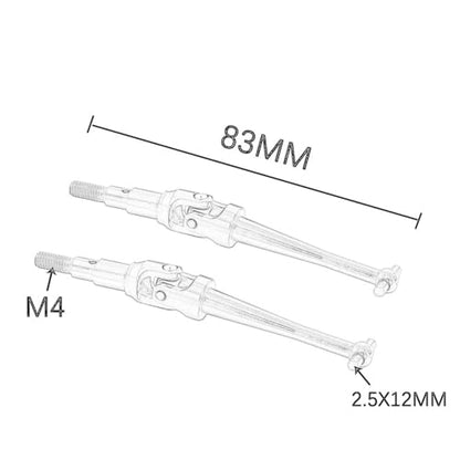 2X Transmission Axle for RC Cars, Metal Driveline Axles for DIY Projects in Scale 1/16- Black - color: Black