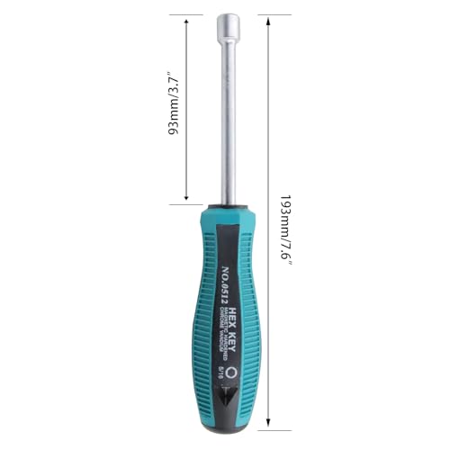 5/16 Inch Non-Magnetic Tip Six Point Hex Nut Driver with 3.7-Inch Round Shaft, Non-Slip Cushion-Grip Handle 2pcs - size: 5/16inch