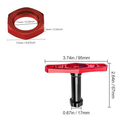 HobbyPark Aluminum 17mm Wheel Nuts with Hex Wrench for Arrma Typhon Kraton 6S 3S Traxxas E-Maxx E-Revo 1/8 RC Cars Monster Trucks Off Road Buggy, 4pcs (with Red Nuts)