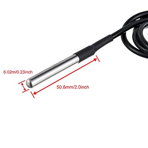 BOJACK DS18B20 1M Temperature Sensor Probe Stainless Steel (Pack of 5） | 1M Temperature Sensor Package Waterproof - size: 5 Pcs