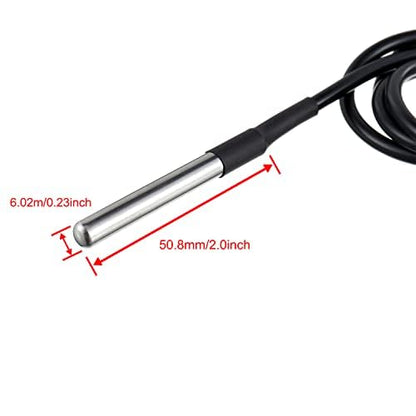 BOJACK DS18B20 1M Temperature Sensor Probe Stainless Steel (Pack of 5） | 1M Temperature Sensor Package Waterproof - size: 5 Pcs