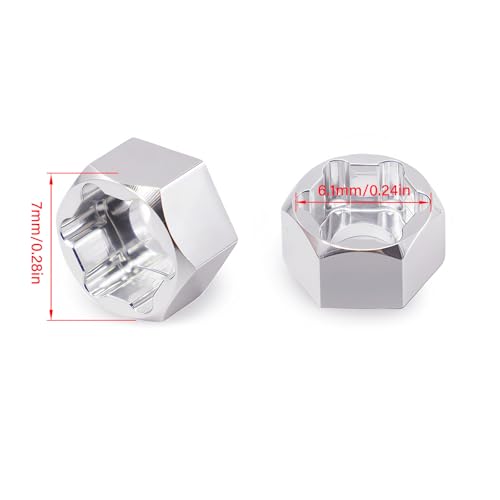 4Pcs 5mm to 7mm RC Wheel Hex Adapter, Aluminum Hex Hub Converter for 1/10 & 1/24 RC Crawler, CNC Machined Wheel Hub Adapter (Silver) - color: Silver