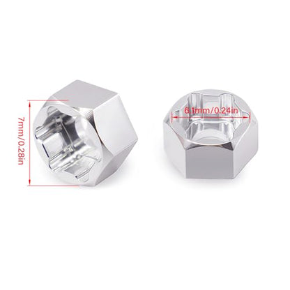 4Pcs 5mm to 7mm RC Wheel Hex Adapter, Aluminum Hex Hub Converter for 1/10 & 1/24 RC Crawler, CNC Machined Wheel Hub Adapter (Silver) - color: Silver