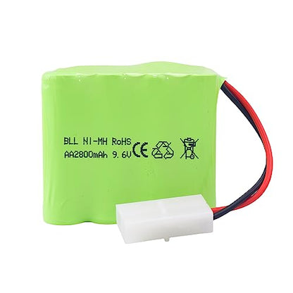 AA 9.6V 2800mAh Ni-MH High Capacity Battery with Tamiya Plug and USB Charging Cable for Toy Tank Engineering, Flat Semi-Trailer Truck, RC Car Spare Battery Pack