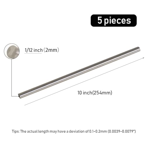 5Pcs 2mm × 10" Length 304 Stainless Steel Rods, Metal Shaft Rod for DIY Craft, Industry, Metal Working Hobbies(5pcs, 2mm × 10") - size: 0.079" Dia, style: 10" × 5pcs