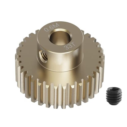 Pinion Motor Gear, M0.6 33T, 1/8 in (3.175mm) Shaft Hole | M0.6 Pitch 33 Teeth, 7075 Aluminum Alloy, 1/8 Inch Shaft Hole, RC Motor Pinion Upgrade, for 1/10 RC Brushless Crawler - size: M0.6 33T