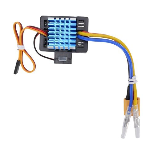 CHICIRIS 80A Brushed ESC Electronic Speed Controller, with T Plug XT60 Plug for 1/10 RC Car RC Boat 540 550 750 Motors (Blue) - color: Blue