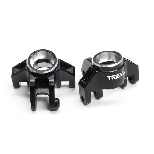 TREAL Aluminum 7075 Front Steering Knuckles Spindle Set for 1/18 Mini LMT Monster Truck Grave Digger(Black) - color: Black