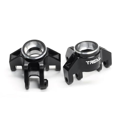 TREAL Aluminum 7075 Front Steering Knuckles Spindle Set for 1/18 Mini LMT Monster Truck Grave Digger(Black) - color: Black