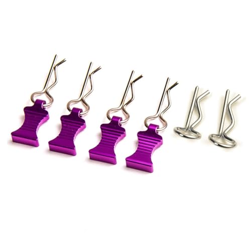 RC Car Replacement For RC Model Vehicle 1/5 1/6 1/8 1/10 1/12 1/18 1/24 4PCS R Body Clips With Pull Tabs Remote Control Car Parts(Purple) - color: Purple