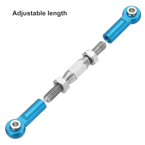 MECCANIXITY 4 Pcs Steering Servo Turnbuckle Rod RC Aluminum Alloy Linkages for HSP 1/10 94123 On-Road RC Car (Blue, 62mm) - color: Blue, size: 62mm