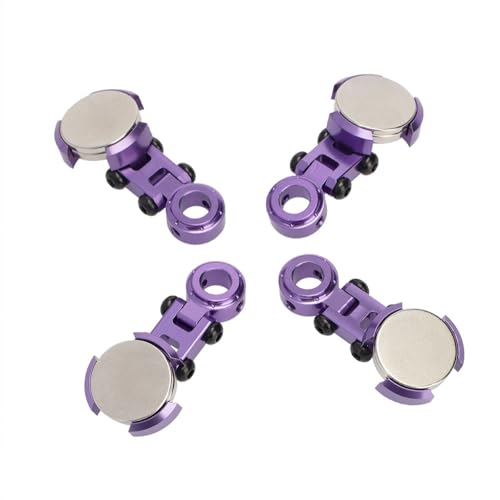 4Pcs/Lot Aluminum Alloy Magnetic Stealth Invisible Body Post Mounts for 1/10 1:10 RC Compatible with Crawler Drift Models Car TRX4 SCX10(Purple) - color: Purple