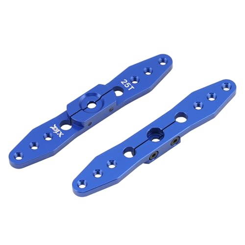 DJX 2Pack 25T Double Servo Horn Steering Arm 70mm Long for Airplane Futaba Savox Power Motor 1/8 1/10 RC Car Boat Airplane (Blue) - color: Blue