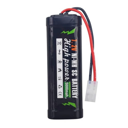 sea jump 2PCS 7.2V 5000mAh NiMH Battery with KET-2P Plug and USB Charger Suitable for RC Truggy Buggy Tank Racing Remote Control Car Truck High-Power Battery with Tamiya Connector