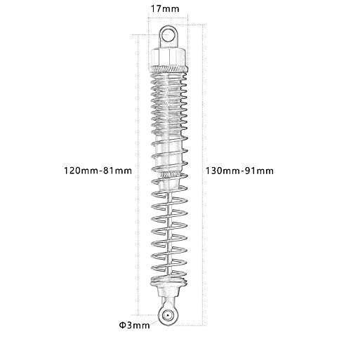 Alloy Shock Absorber Damper 130mm Adjustable for RC Car 1/10 Crawler Truck HPI HSP Losi Axial Tamiya Redcat Upgrade Part 4pcs/Set(Purple) - color: purple
